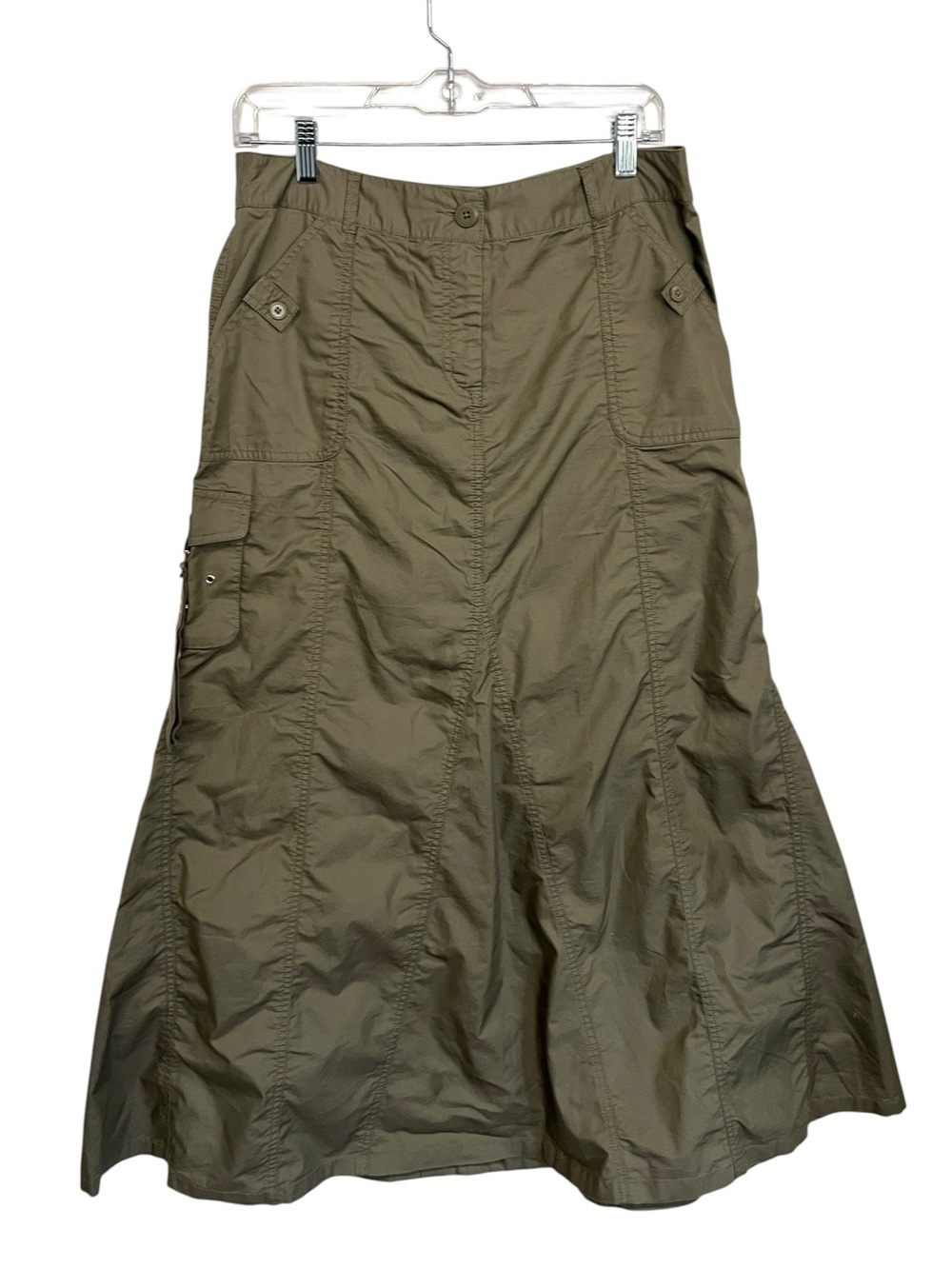 Cato | Green Cargo Flare‎ A-line Long Maxi Skirt 8